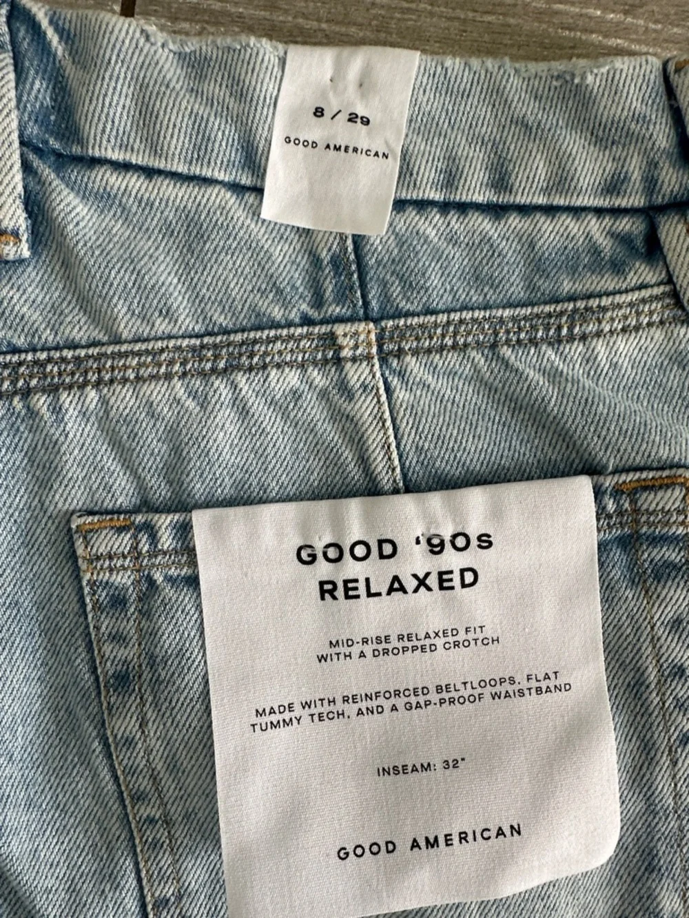 Good American Good 90’s relaxed fit Distressed Straight-Leg Jeans - Picture 11 of 13